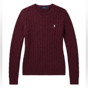 Ralph Lauren Women's Dark Red Cable Knit Sweater
